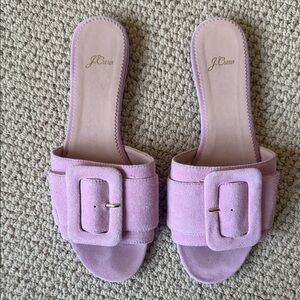 J. Crew Pink Suede Buckle Slide Sandals